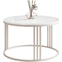 Lookway Couchtisch LORI HOCHGLANZ, runder Couchtisch mit kaschmirfarbenem Gestell (1x Tisch)