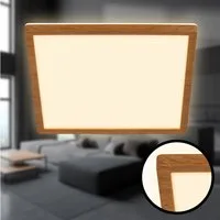 Briloner Leuchten Deckenleuchte LED Deckenlampe Extra-Warmweiß Wohnzimmer Schlafzimmer Küche, LED fest integriert, 2700K - Extra - Warmweiß, LED Deckenlampe 29,3x3cm Holzfarbig 18W Wohnzimmer Schlafzimmer Küche