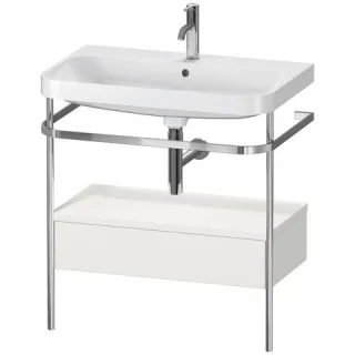 Duravit Happy D.2 Plus c-shaped Set mit Metallkonsole und Schubkasten Nordic Weiß Seidenmatt 775x490 HP4842O3939