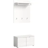 xonox.home Garderoben-Set, (2tlg. Set bestehend aus Sitzbank, Paneel), Weiß Hochglanz Softclose Melamin Modern 80x193x37 cm