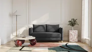 BRUNO Schlafsofa 140cm in Anthrazit | Pillow | stabiles Massivholz & Boxspringkomfort