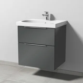 Sanipa 3way Waschtischunterbau zu Geberit Acanto Waschtisch mit 2 Auszügen, Anthrazit-Glanz UF41579