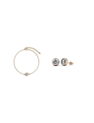 Geburtsstein Mond Set - Rose Gold und Kristall