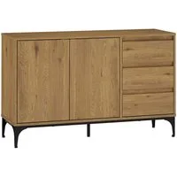en.casa Sideboard, »Kistiandi« mit 2 Türen und 3 Schubladen Eicheoptik, dunkel