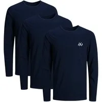 Jack & Jones Langarmshirt JCORISE INFINITY TEE LS CREW NECK 3-Pack Herren Langarmshirt 3er Pack Unifarben Basic Stretch Shirt Baumwolle