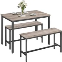 VASAGLE Essgruppe Esstisch mit 2 Bänken, 3er-Set, (3er-Set, 3-tlg., Esstisch mit 2 Bänken), Küchentisch 70 x 110 x 77 cm, 2 Bänke je 30 x 97 x 50 cm