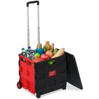 relaxdays Einkaufstrolley Klappbarer Einkaufstrolley, 50 l, rot