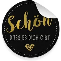 itenga Aufkleber itenga 10x Aufkleber Sticker SCHÖN DASS ES DICH GIBT Schwarz Goldfolie