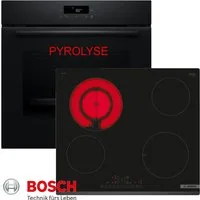 BOSCH Elektro-Herd-Set Pyrolyse Herdset Autark Backofen Selbstreinigung +Glaskeramik Kochfeld, Pyrolyse-Selbstreinigung, Pyrolyse + Hydrolyse