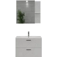 Vicco Badmöbel-Set Irma, Weiß/Weiß Hochglanz, 3 Teile, (3-St., 3er Set)