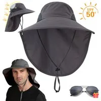 MOPUEA Sonnenhut Outdoorhut Buschhut Outback Schlapphut mit abnehmbarem Unisex Unisex