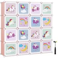 SONGMICS Aufbewahrungsbox Kinderregal, mit 16 Würfeln, 123 x 31 x 123 cm