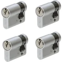 FORMAT Profilzylinder [4ErPack] Halbzylinder 10/30 verschiedenschließend Tür Profilzylinder, (4-St), Material Aluminium + 3 Schlüssel