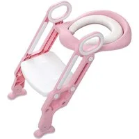 JEOBEST Toilettentrainer Töpfchen Toilettensitz Baby mit Treppe, Kinder Toilettentrainer, Höhenverstellbar, mit Rutschfesten Pedalen und PU Gepolstert & Griffe