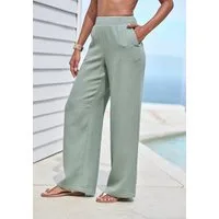 Beachtime by Lascana Schlupfhose aus weicher Musselinware mit elastischem Bund lange Musselinhose, luftige Strandhose mit weitem Schnitt, Sommerhose
