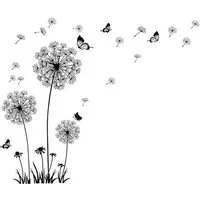 KINSI 3D-Wandtattoo Pusteblume Wanddeko,Pflanzen Schmetterlinge Wandaufkleber,Aufkleber (1 St), Geeignet für moderne Wände, Schlafzimmer, Küchen und Wohnzimmer