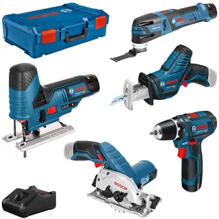 Bosch 12V-Werkzeug-Set 5-teilig GSR + GST + GOP + GKS + GSA + 3x GBA 3,0Ah + GAL + XL-BOXX - 0615A0017C