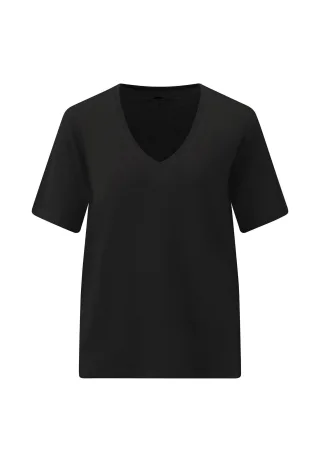 FYNCH-HATTON - V-SHIRT V-NECK LINEN black - Gr. - XL