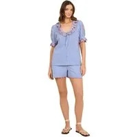 Love & Roses Kurzarmbluse Love & Roses Bluse mit Vichykaros, Regular (1-tlg)