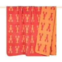 Wohndecke LOBSTER, PAD, Made in Europe, Wendefunktion, gestreift, Motiv Hummer, 150x200 cm