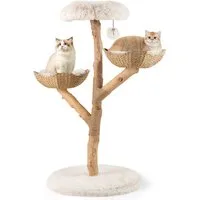 COSTWAY Kratzbaum, Katzenbaum mit 2 Körben, Massivholz, 122cm hoch