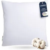 LIVINA HOME Baumwollkissen Premium Kopfkissen, 100% Baumwollbezug, 80x80, 40x80 Kissen, Füllung: Premium-Microfaser, Bezug: 100% Baumwolle, Seitenschläfer, Rückenschläfer, 1 oder 2-tlg., Rückenschläfer, Seitenschläfer, Schlafkissen - Made in Germany
