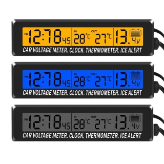 4 In 1 Clock Calendar Thermometer Car Multi-Function Color Screen Voltage With LCD Time Date Indoor And Outdoor Temperat