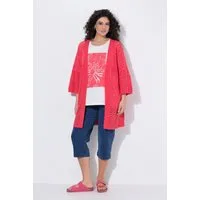 Ulla Popken Strickjacke Long-Strickjacke Ajourstrick offene Form 3/4-Arm