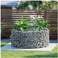 SONGMICS Hochbeet Gabione, rund, Gabionenkorb, 2,5 x 10 cm engmaschiges Gitter, rostfrei, Steinkorb aus Metall, Drahtzaun aus verzinktem Stahl, 90x40 cm(x H)