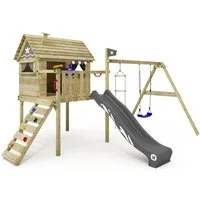 Wickey Spielturm Smart Travel – Abenteuer-Stelzenhaus für kreative Gartenabenteuer, Robustes Holz-Spielhaus mit Rutsche – 10 Jahre Garantie*