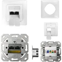 ProfiPatch ProfiPatch Netzwerkdose Unterputz Cat.6 250MHz 2-Port geschirmt weiß Netzwerk-Adapter
