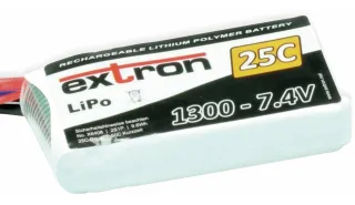 EXTRON Modellbau-Akkupack X2, LiPo, 7,4 V-/1300 mAh, 25C