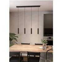 EGLO Hängeleuchte ALMUDAINA Pendellampe, Stahl, IP20, Esstischlampe, Hängelampe, Lampe, LED fest integriert, Warmweiß, Hängeleuchte, L84 x B6 x H110, schwarz, 4X5,4W inkl.