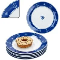 MamboCat Frühstücksteller Ahoi 6er Set Kuchenteller Porzellan 6 Pers Dessert-Teller nautisch