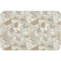 OnlyWow Badematte Mosaik - Steine - Beige, Höhe 10 mm, Polyester, Rechteckig, Badezimmerteppich, Badteppich, Rutschfest, Badvorleger, Waschbar
