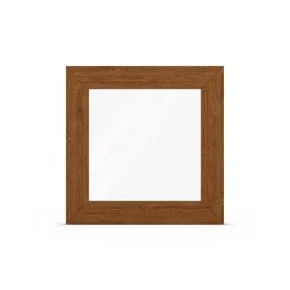 Golden Oak Fenster, Kunststoff, aluplast IDEAL® 4000, Dekorfarbe Golden Oak, einteilig, festverglast, 510x510 mm, nach Maß