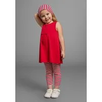 KIDSWORLD Kleid, Leggings & Haarband 3tlg. Set: Kleid, Capri und Haarband geringelt (Set, 3-tlg., 3) Capri und Haarband maritim geringelt