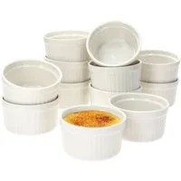 MamboCat Servierschale 12x Muffin Schälchen Bianca Weiß 120ml Mini-Backform Crème Brûlée, Porzellan