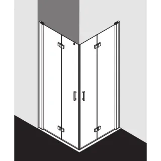 Kermi Diga Eckeinstiegshälfte Pendel-Falttür DI2CR08320VAK 83x200cm, silber hochglanz, ESG klar, rechts, auf Duschplatz