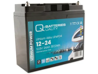 Q-BATTERIES Lithium Akku 12-24 12,8V, 24Ah 307,2Wh, LiFePO4 Batterie