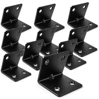 HOOZ Winkelverbinder Balkenverbinder Set 30 mm Stahl schwarz für Innen & Außen 10 Stück, LxB: 32x30 mm, pulverbeschichtet, (L-Winkel für Holz, 10-St., Lochwinkel), Stabile Eck Montagewinkel aus pulverbeschichtetem Stahl