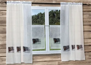 HOSSNER - ART OF HOME DECO Gardine "Weihnachtsmann" Stangendurchzug 1 Stk. tlg. Landhaus-Look