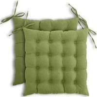 wometo Stuhlkissen Prime 40x40 2er Set, OEKO-TEX®, Sitzkissen mit Steppung & Bändern