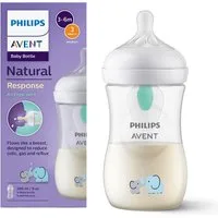 Philips AVENT Babyflasche Natural Response Babyflasche, mit AirFree Ventil, mittlere Durchflussrate