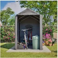 BBWL Gerätehaus mit Stahlgestell, wetterfester PE-Plane & Reißverschlusstür dunkelgrau, Fahrradgarage Gerätehaus für Fahrräder und diverse andere Gegenstände