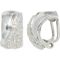 Schmuck Krone Paar Ohrclips Ohrclips aus 925 Silber teilgehämmert rhodiniert, Silber 925