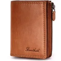 Benthill Geldbörse Klein Echt Leder RFID Damen & Herren Geldbeutel Slim-Wallet Portmonee, RFID-Schutz Kartenfächer Münzfach Reißverschlussfach