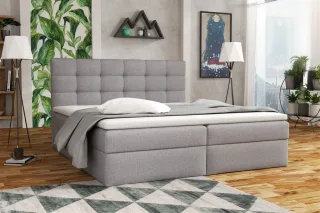 Boxspringbett Schlafzimmerbett DORIANO 140x200cm Stoff Sawana Grau