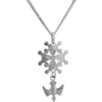 NICEANDnoble Kette mit Anhänger 925er Silber Kettenanhänger Hugenottenkreuz an Panzerkette, Kettenanhänger mit feiner Panzerkette