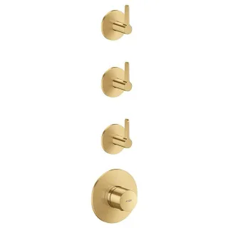 hansgrohe AXOR One Thermostatmodul 48723250 Unterputz, 3 Verbraucher, mit Hebelgriff, brushed gold optic